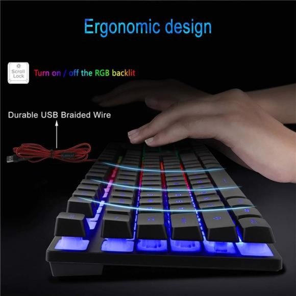 RGB Gaming Keyboard and Backlit Mouse Combo,USB Wired, LED Gaming set for Laptop - Picture 4 of 6